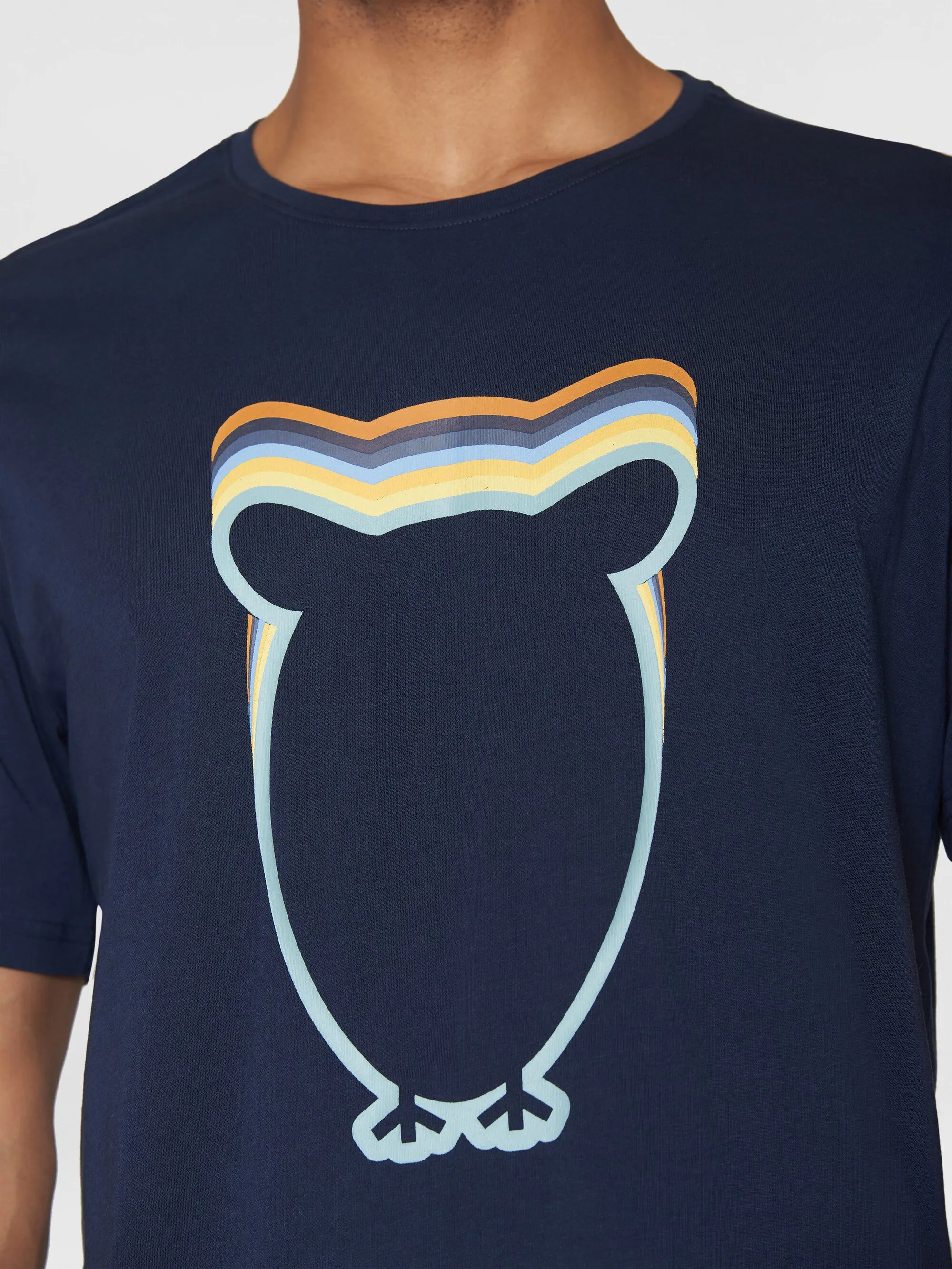 Regular big owl layer front print t-shirt - Night Sky