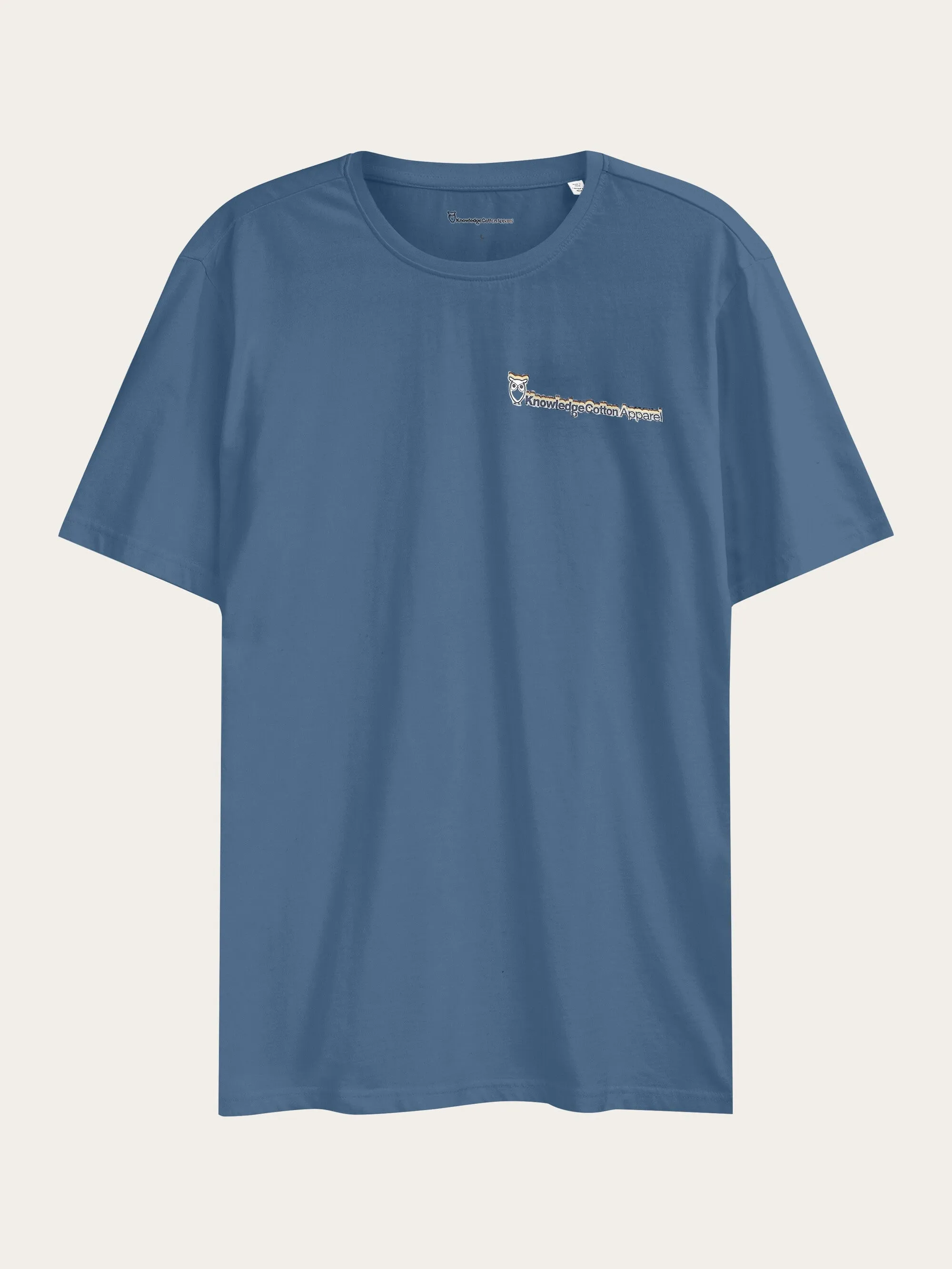 Regular fit single jersey small chest print t-shirt - GOTS/Vegan - Moonlight Blue