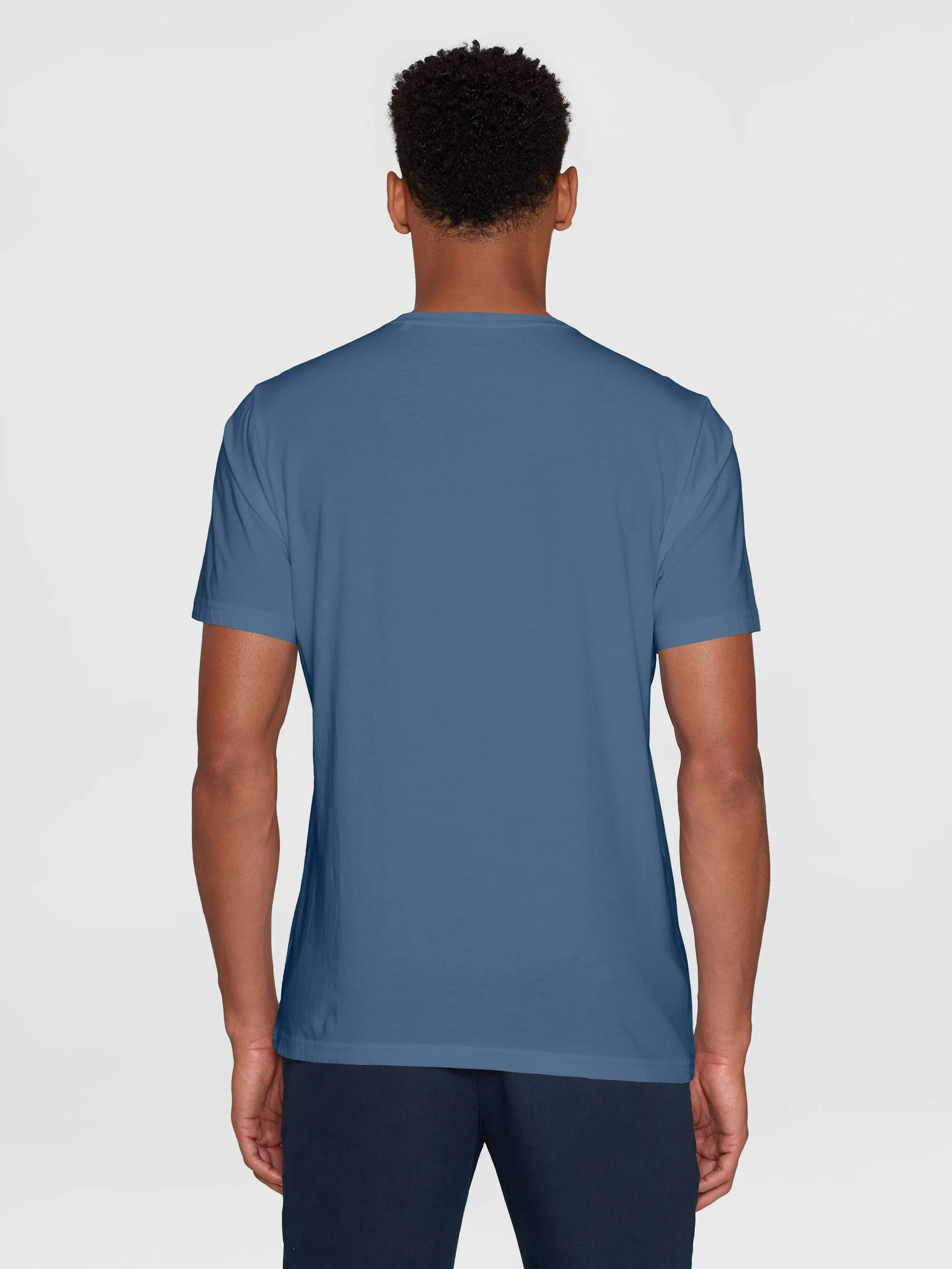 Regular fit single jersey small chest print t-shirt - GOTS/Vegan - Moonlight Blue