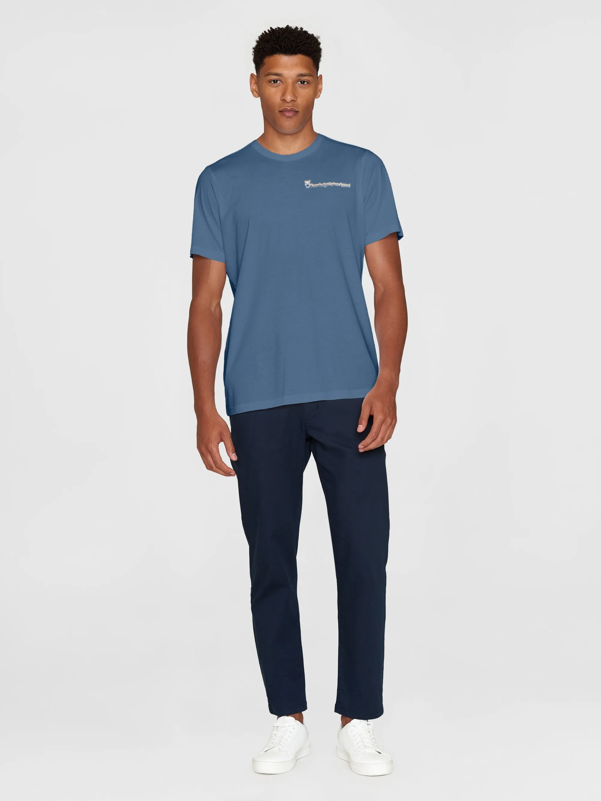 Regular fit single jersey small chest print t-shirt - GOTS/Vegan - Moonlight Blue