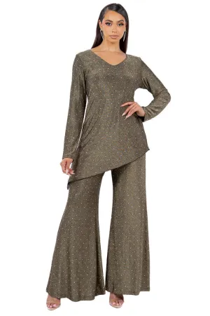 Rhinestone Embellished Tunic Set