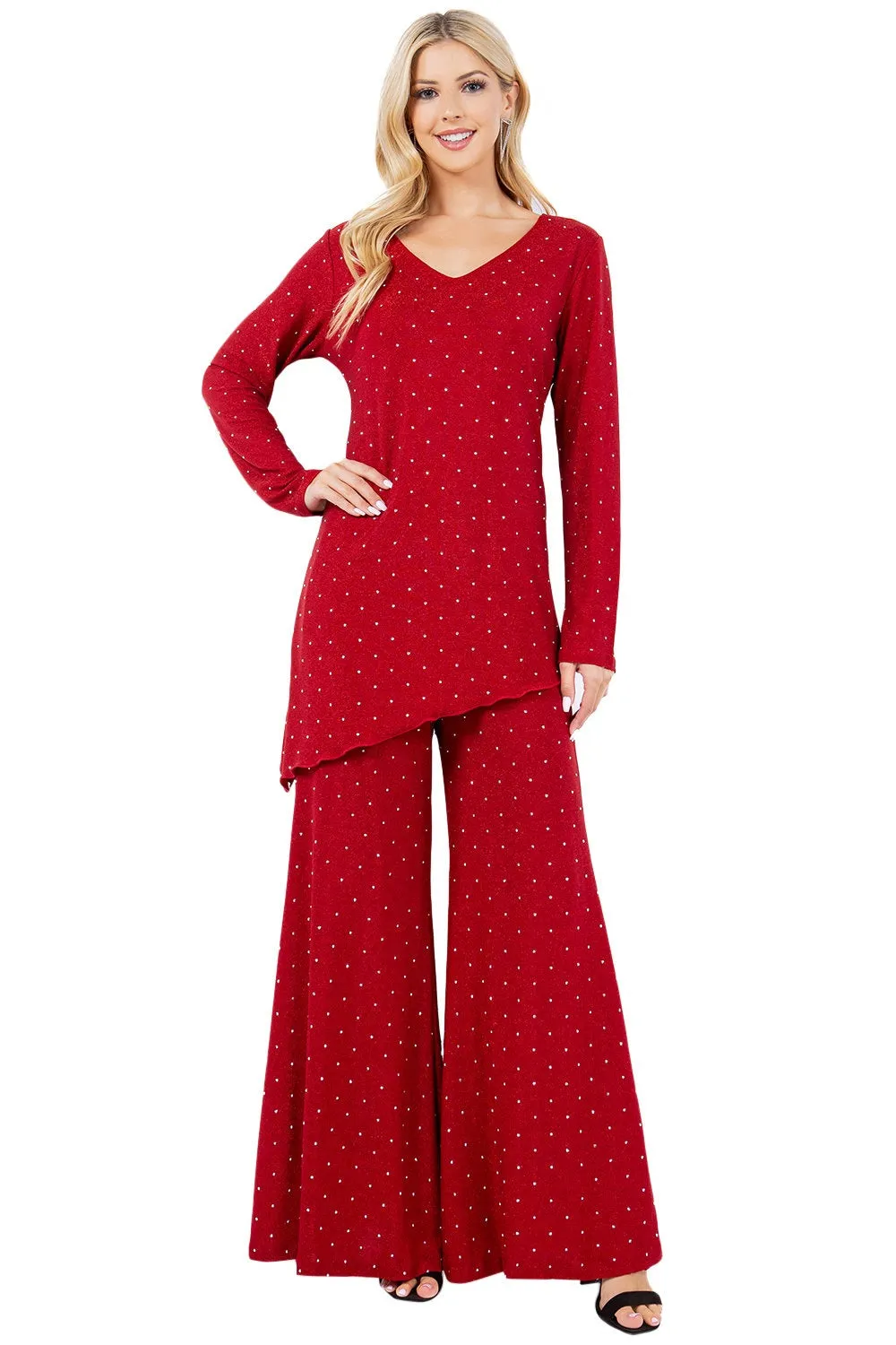 Rhinestone Embellished Tunic Set