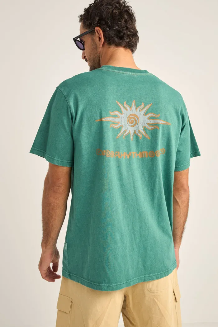 Rhythm Flame Printed Vintage T -Shirt - Green