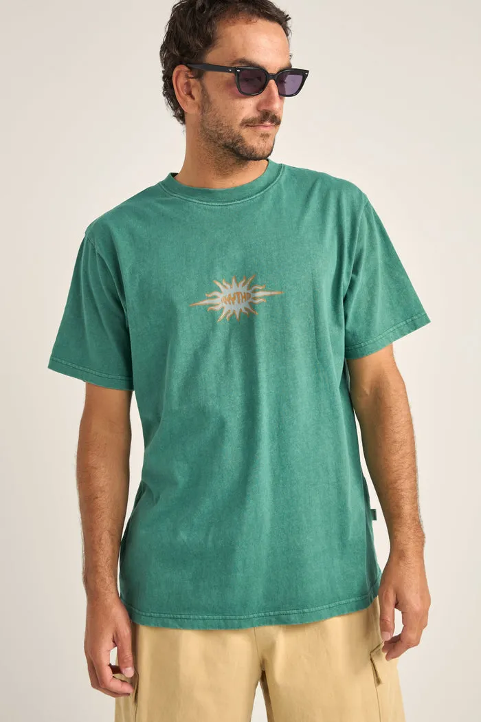 Rhythm Flame Printed Vintage T -Shirt - Green