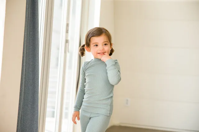 Rib Knit Mint Long Sleeve Pajama