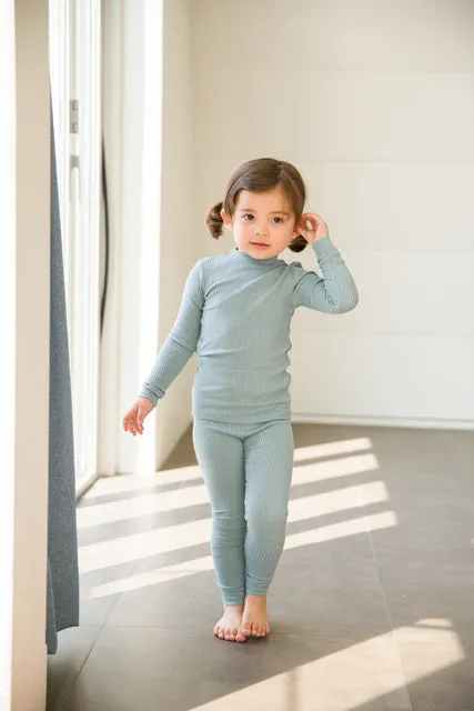 Rib Knit Mint Long Sleeve Pajama
