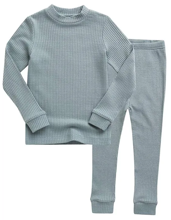 Rib Knit Mint Long Sleeve Pajama