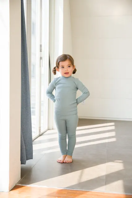 Rib Knit Mint Long Sleeve Pajama
