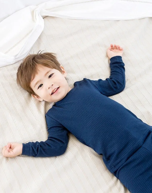 Rib Knit Navy Long Sleeve Pajama