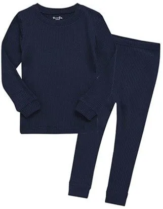 Rib Knit Navy Long Sleeve Pajama