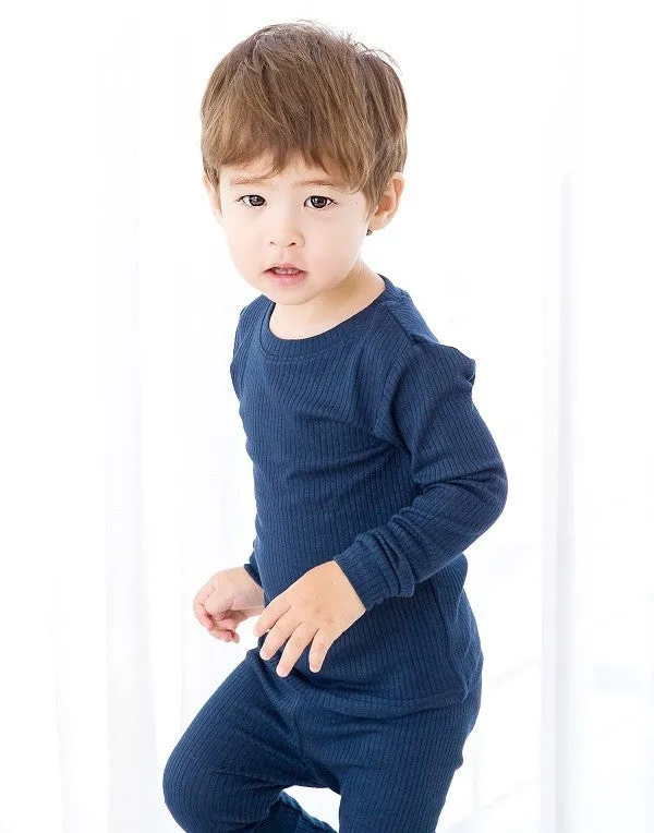Rib Knit Navy Long Sleeve Pajama