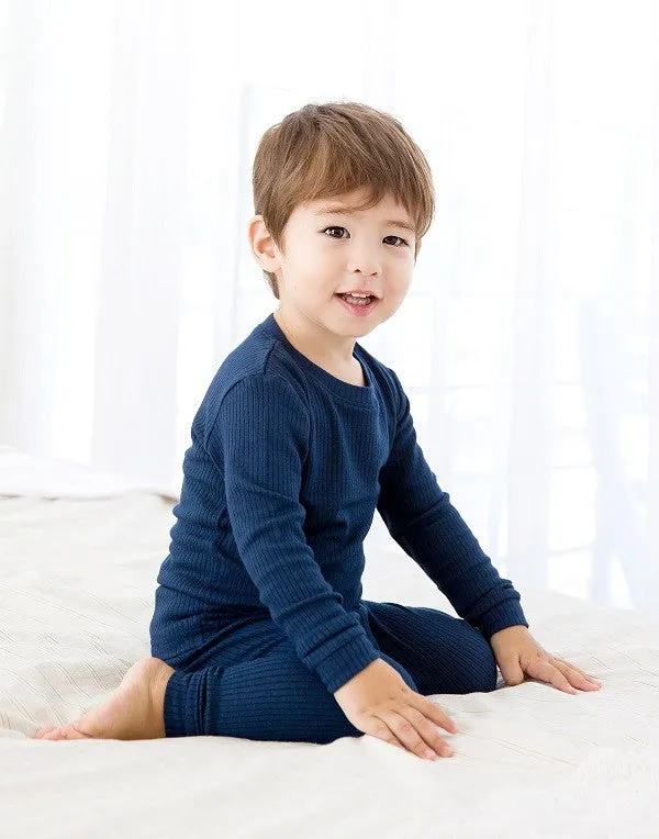 Rib Knit Navy Long Sleeve Pajama