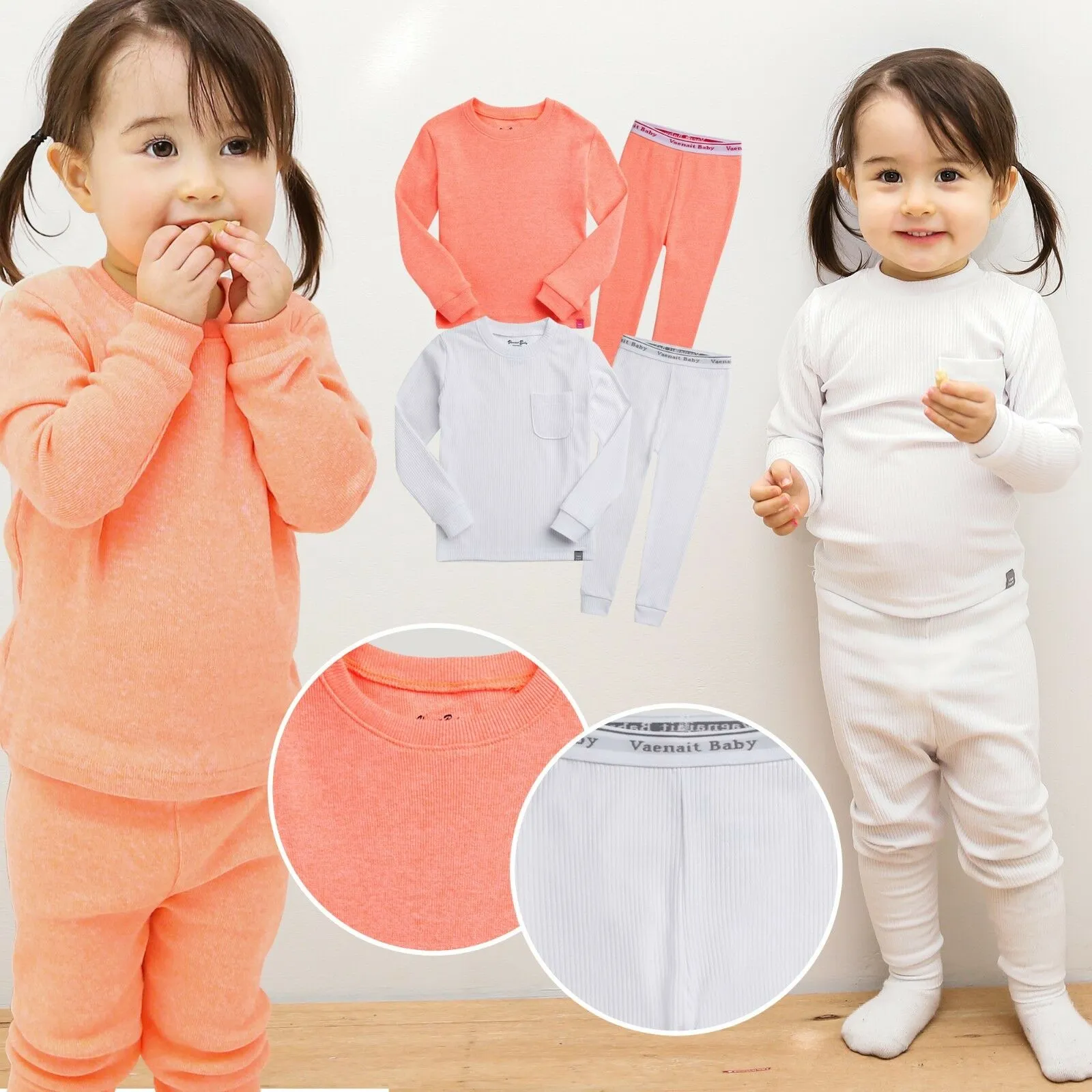 Rib White Long Sleeve Pajama
