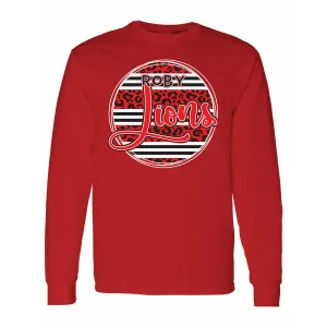 Roby Lions - Animal Print Stripe Circle Long Sleeve T-Shirt