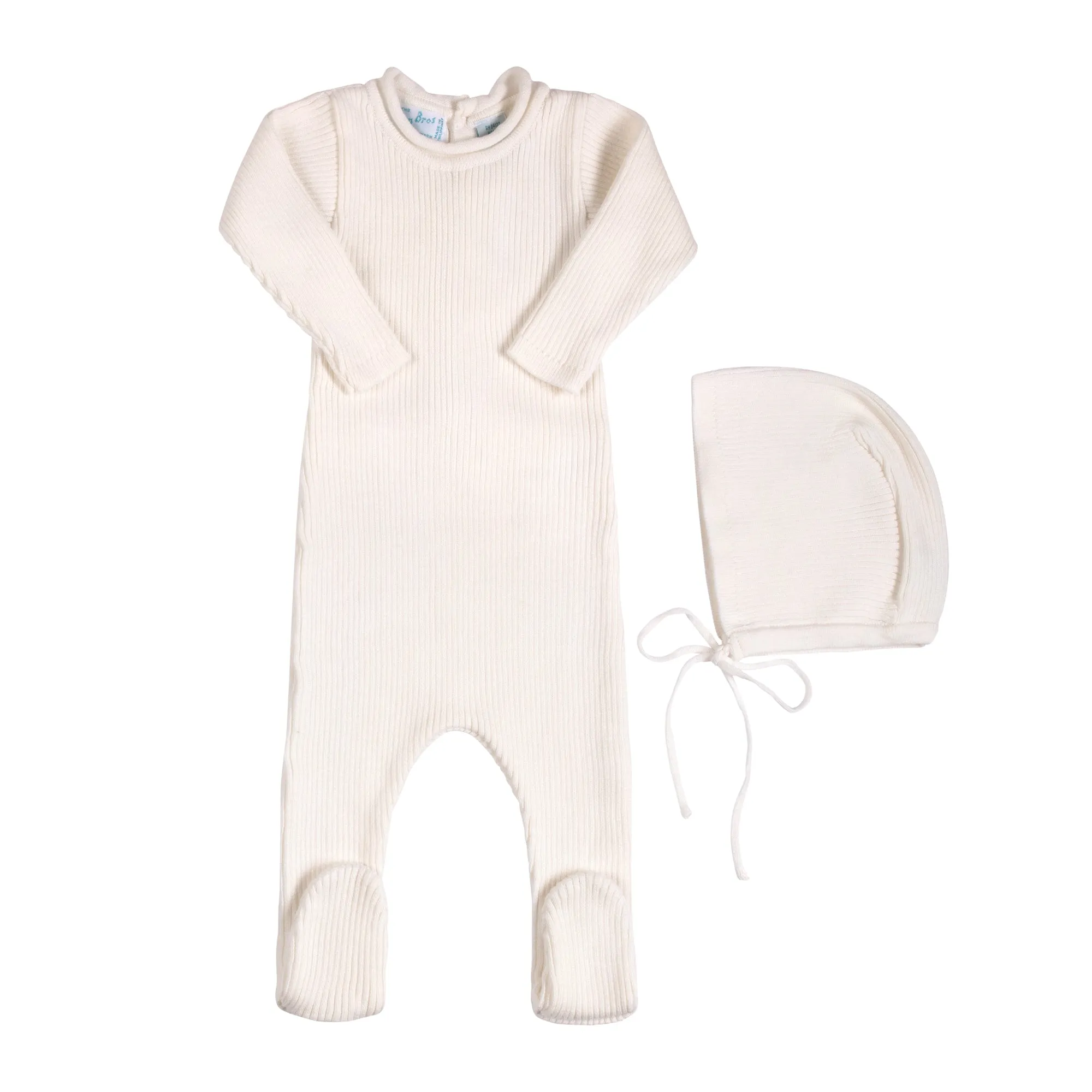 Rolled Collar Ribbed Knit Romper with Hat