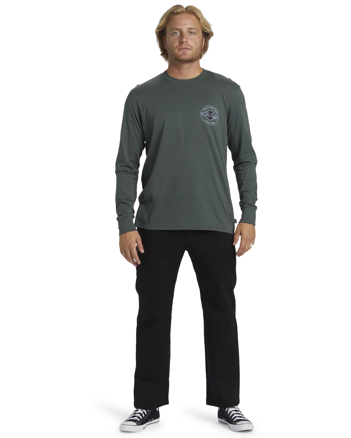 Rotor Diamond Long Sleeve T-Shirt in Slate Green