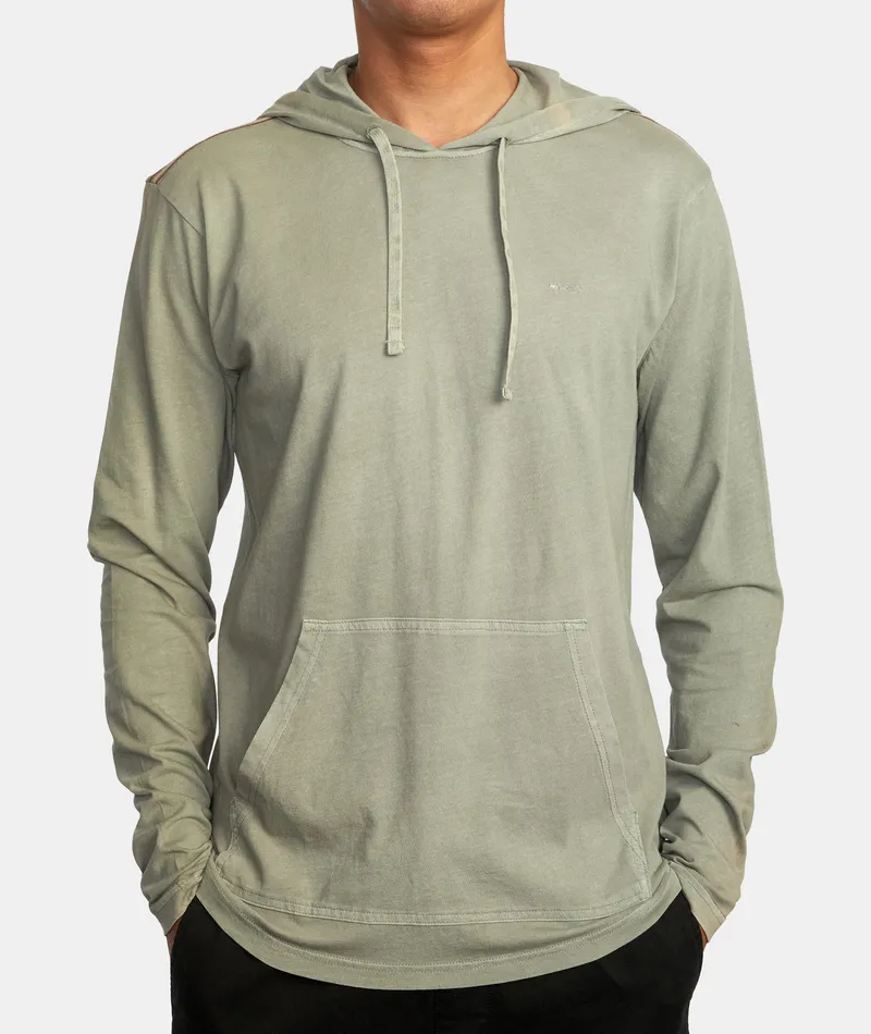 RVCA PTC Pigment Hooded L/S Tee-Aloe