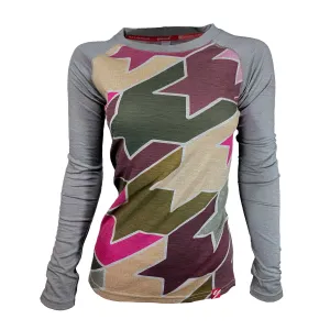 SECONDS Women's Houndstooth Long Sleeve Merino | Dusk Pink