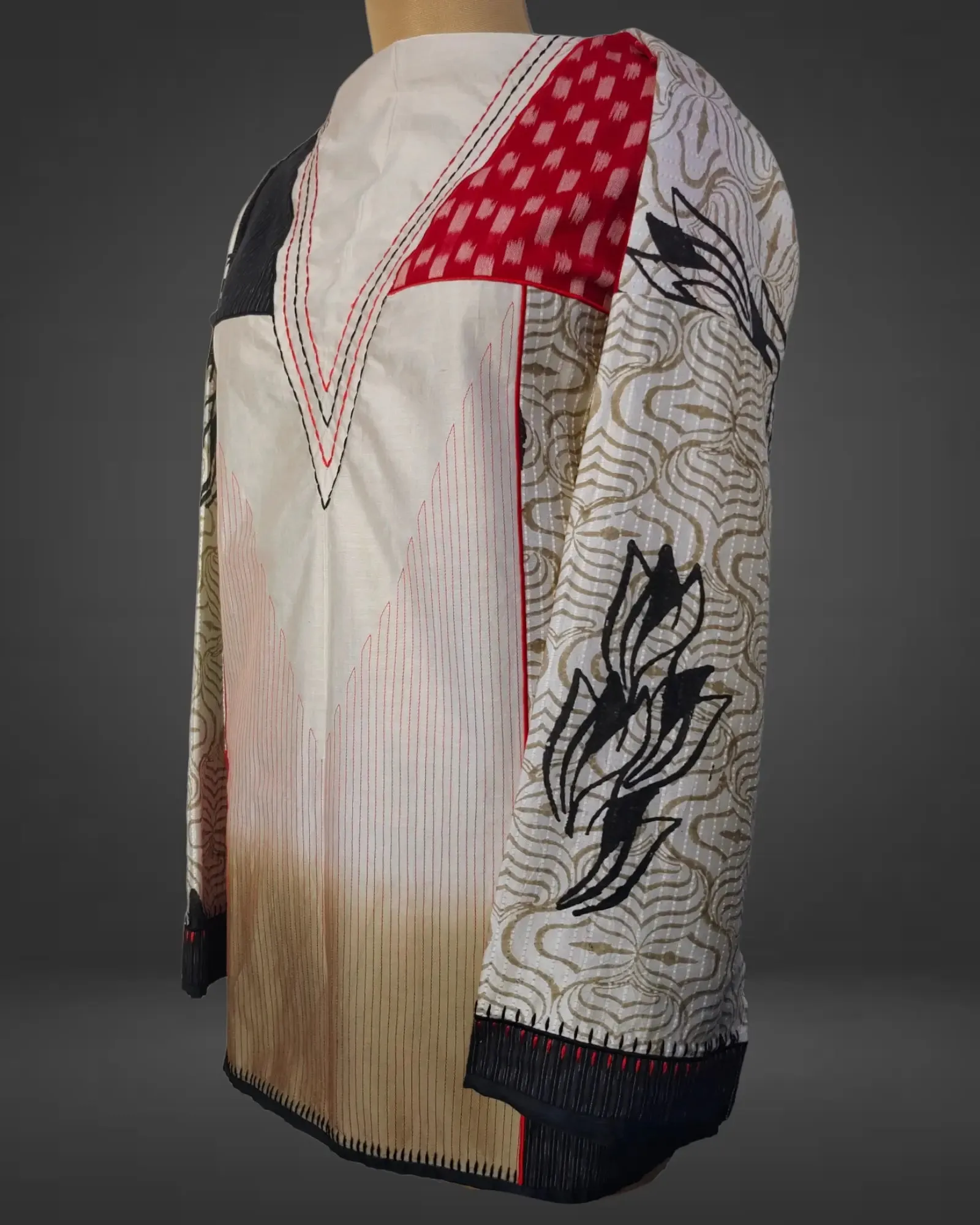 Semistitched Chanderi Block Printed Short Tunic