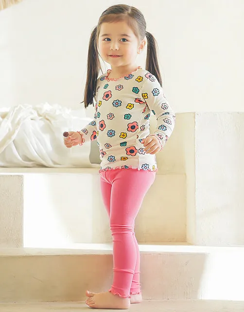 Shirring Candy Flower Modal Long Sleeve Pajama
