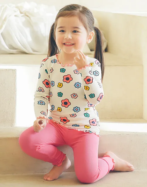 Shirring Candy Flower Modal Long Sleeve Pajama