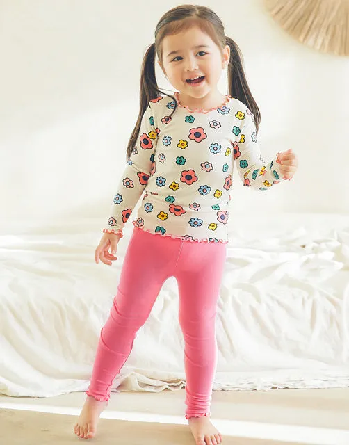 Shirring Candy Flower Modal Long Sleeve Pajama