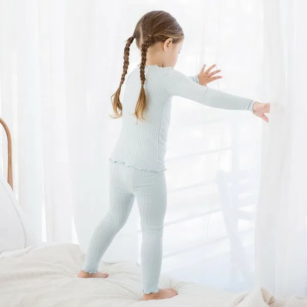 Shirring Mint Long Sleeve Pajama
