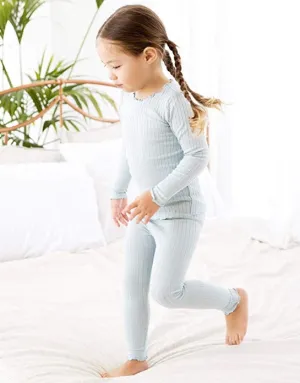 Shirring Mint Long Sleeve Pajama