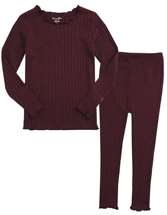Shirring Wine Long Sleeve Pajama
