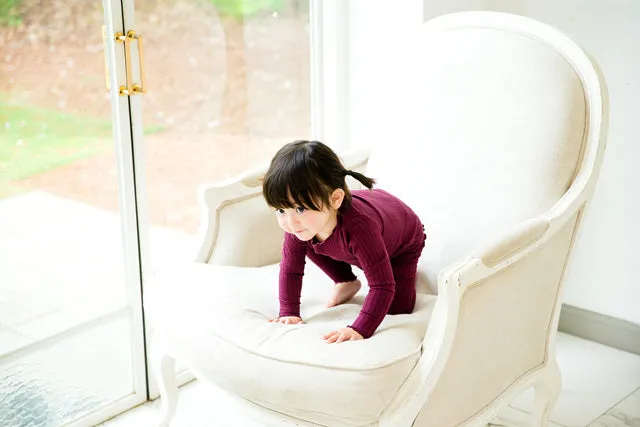Shirring Wine Long Sleeve Pajama
