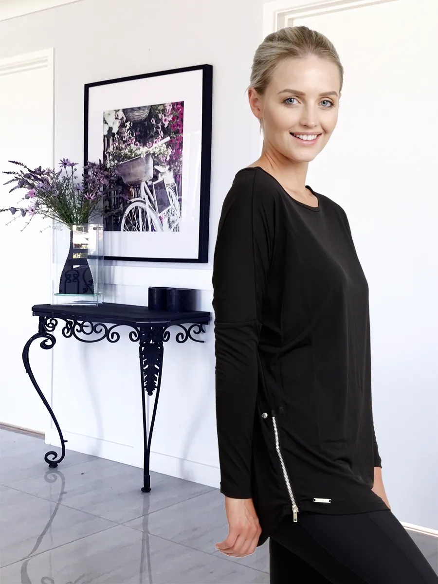SIDE ZIP DRAPE L/S T-SHIRT