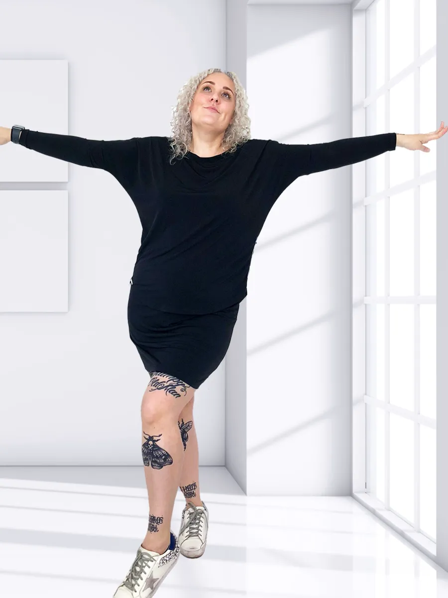 SIDE ZIP DRAPE L/S T-SHIRT