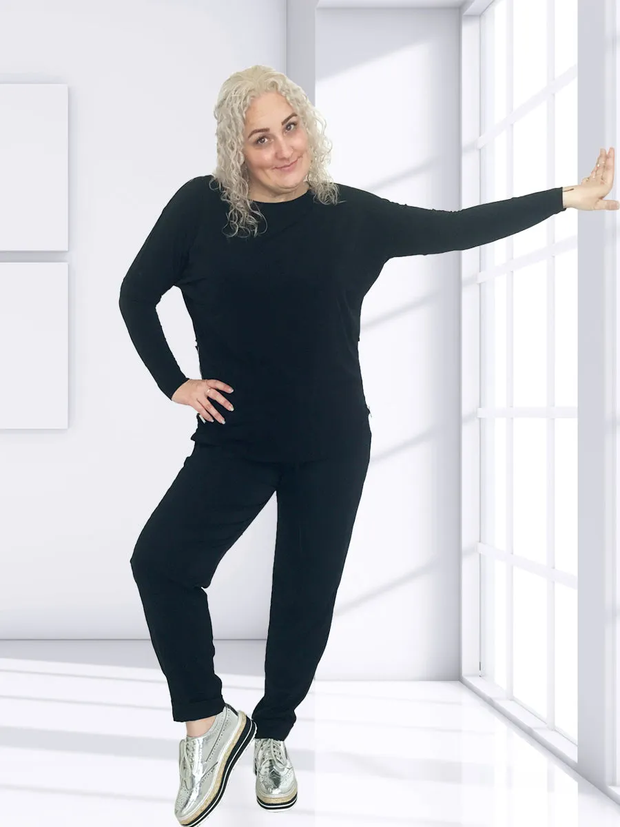 SIDE ZIP DRAPE L/S T-SHIRT
