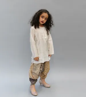 Silk White Embroidered Kurti / Tunic