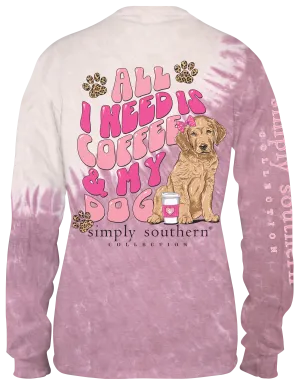 SIMPLY SOUTHERN COFFEE & MY DOG TIE DYE LONG SLEEVE T-SHIRT