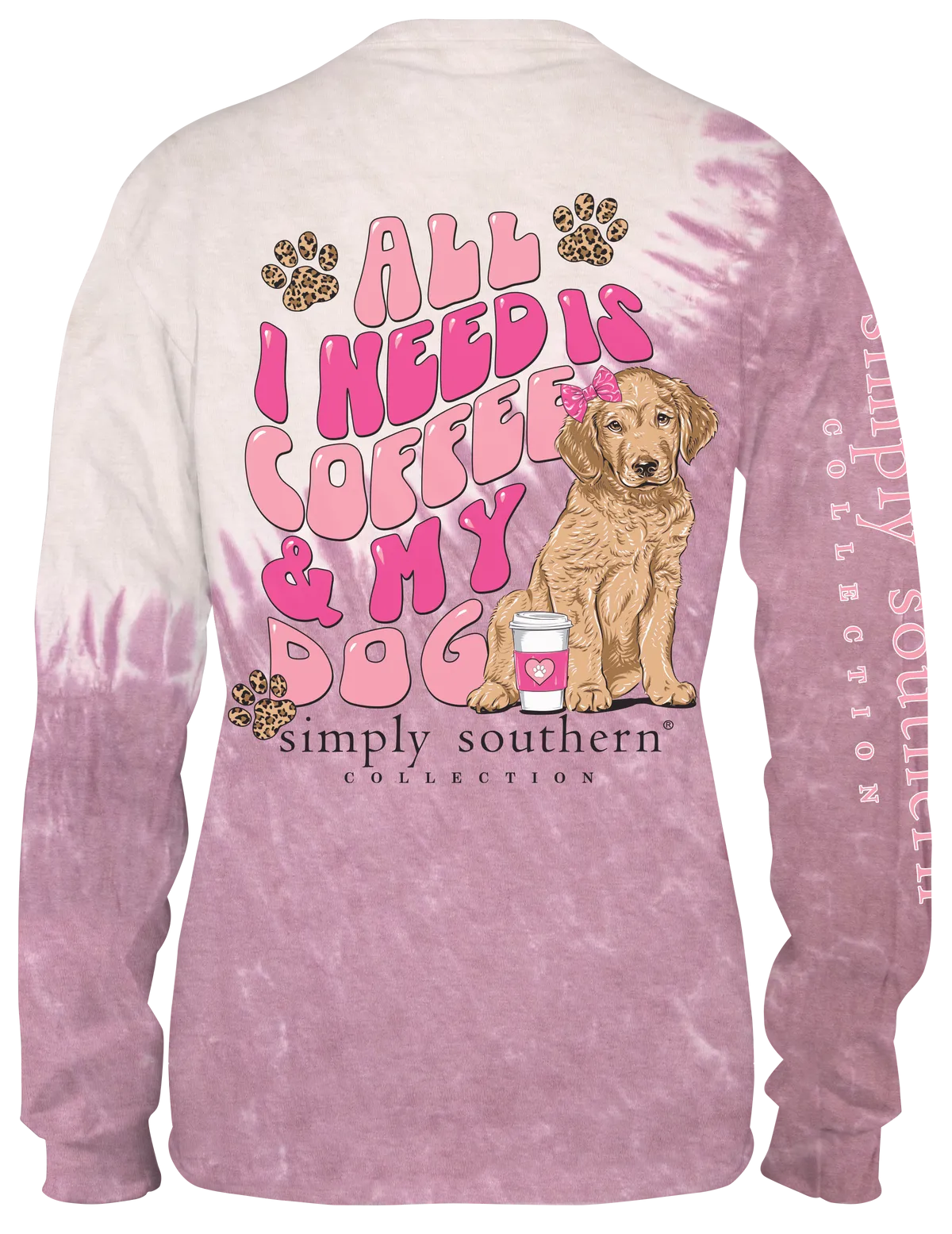 SIMPLY SOUTHERN COFFEE & MY DOG TIE DYE LONG SLEEVE T-SHIRT
