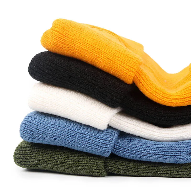 Smiley Face Embroidered Plain Knit Beanie