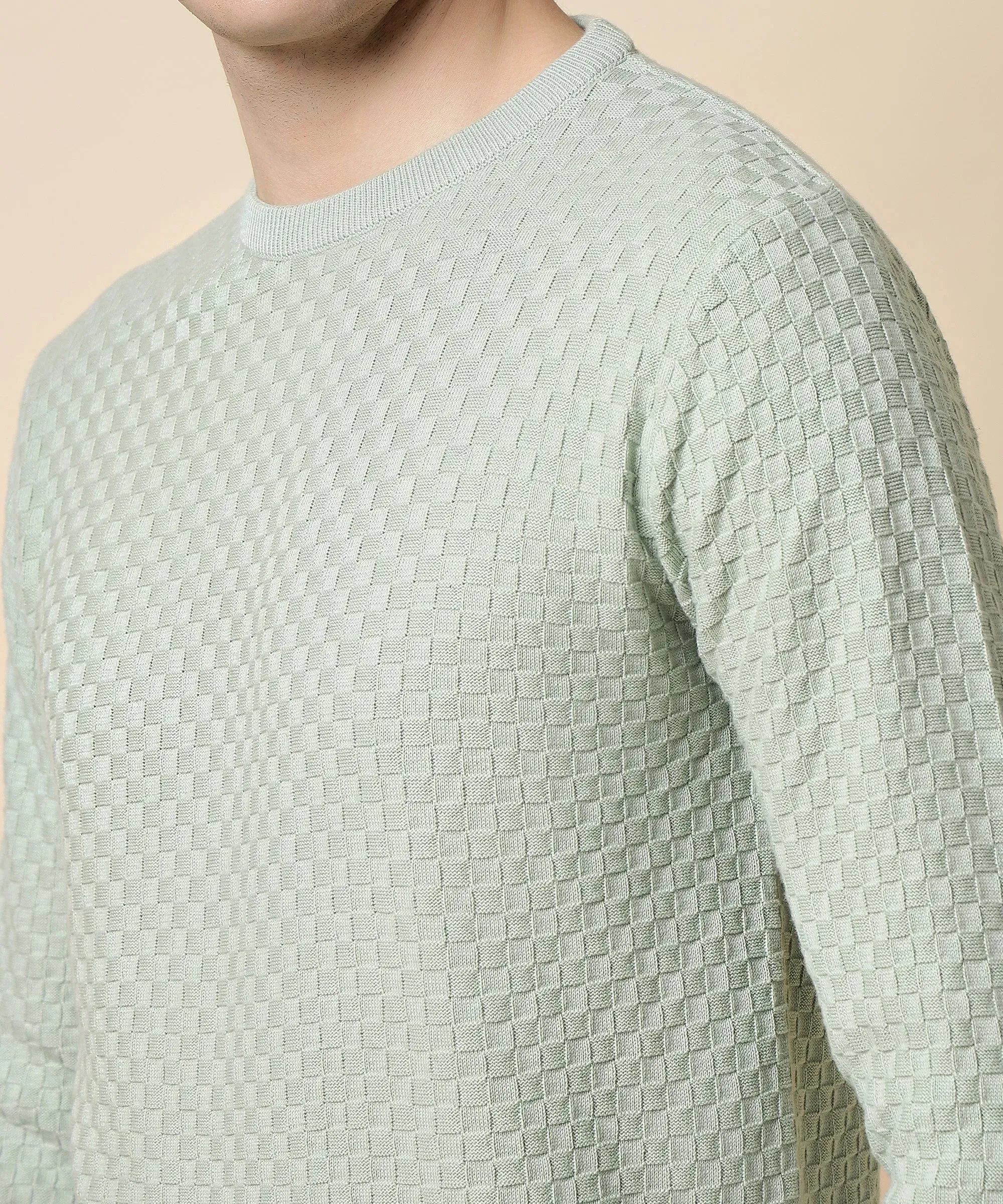 Soft Green Knit Long Sleeve Shirt for Him