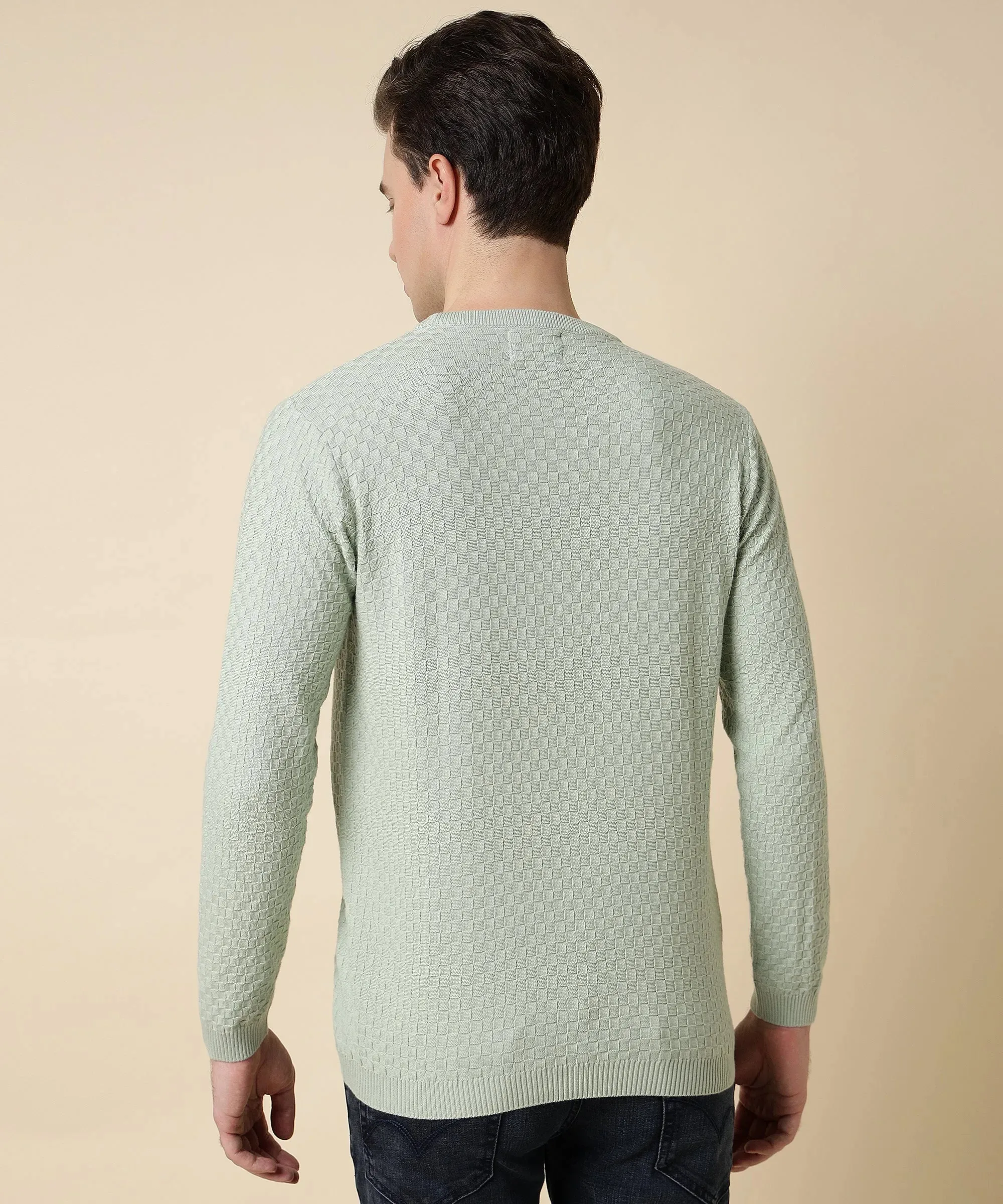 Soft Green Knit Long Sleeve Shirt for Him