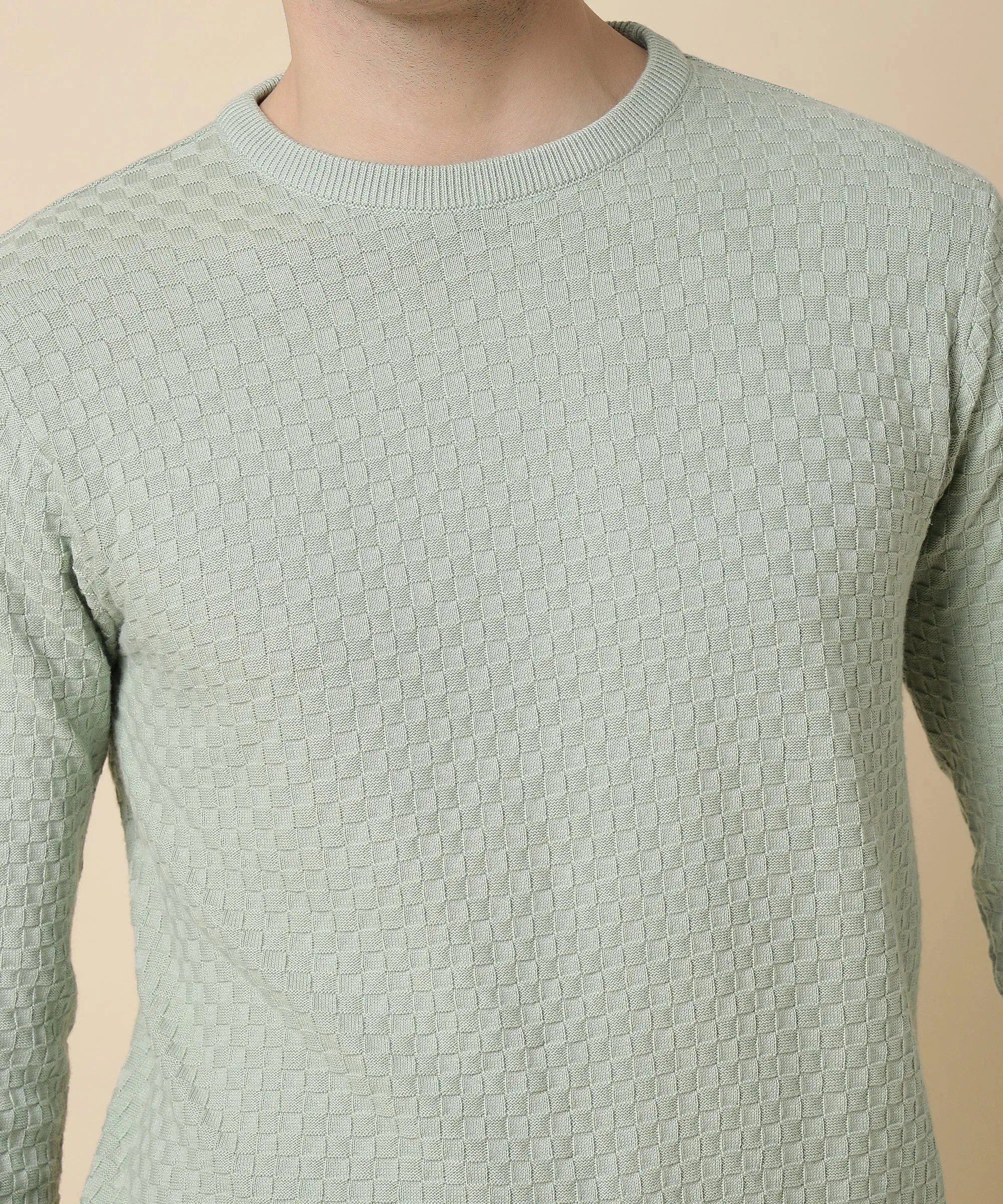 Soft Green Knit Long Sleeve Shirt for Him