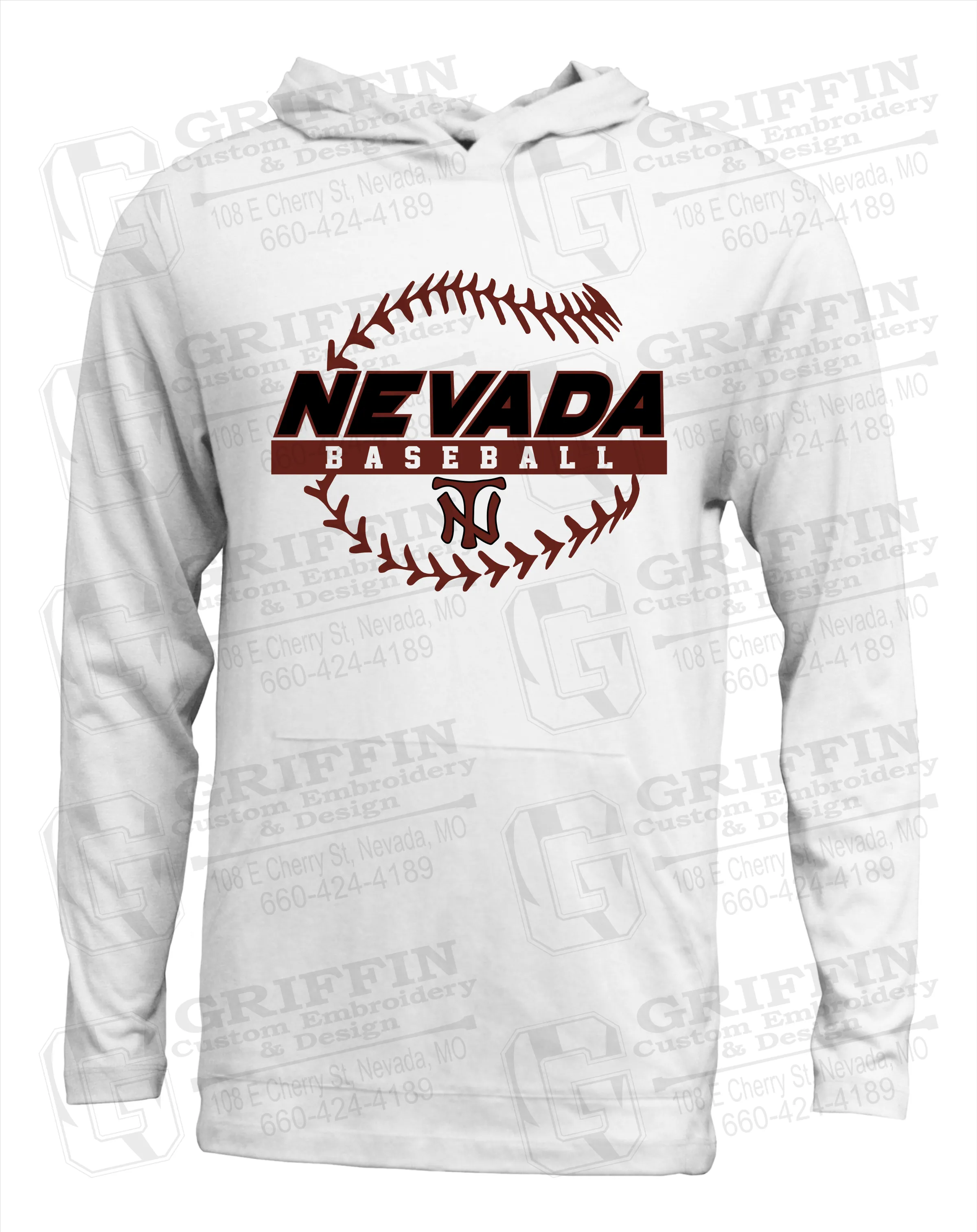 Soft-Tek T-Shirt Hoodie - Baseball - Nevada Tigers 24-T
