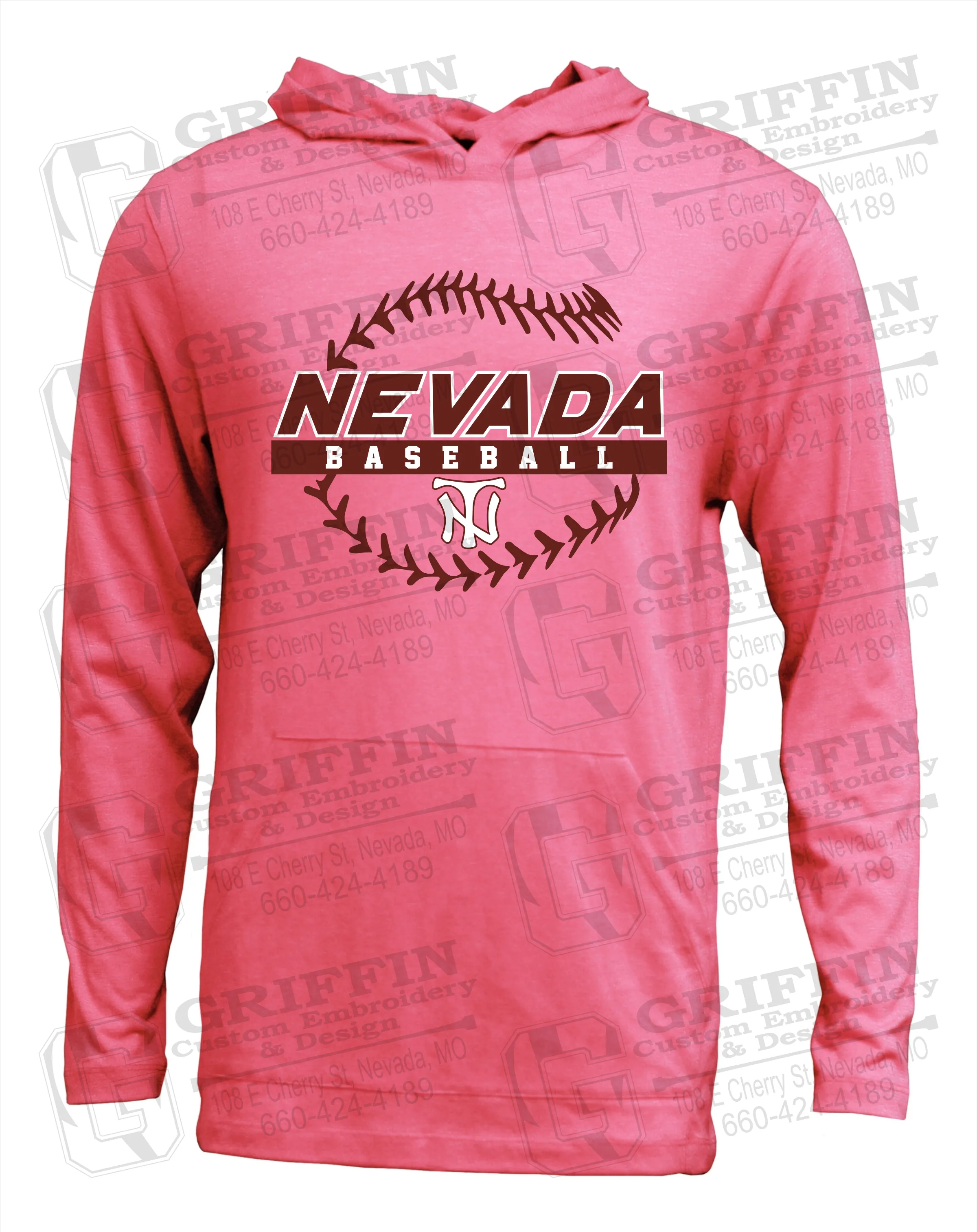 Soft-Tek T-Shirt Hoodie - Baseball - Nevada Tigers 24-T