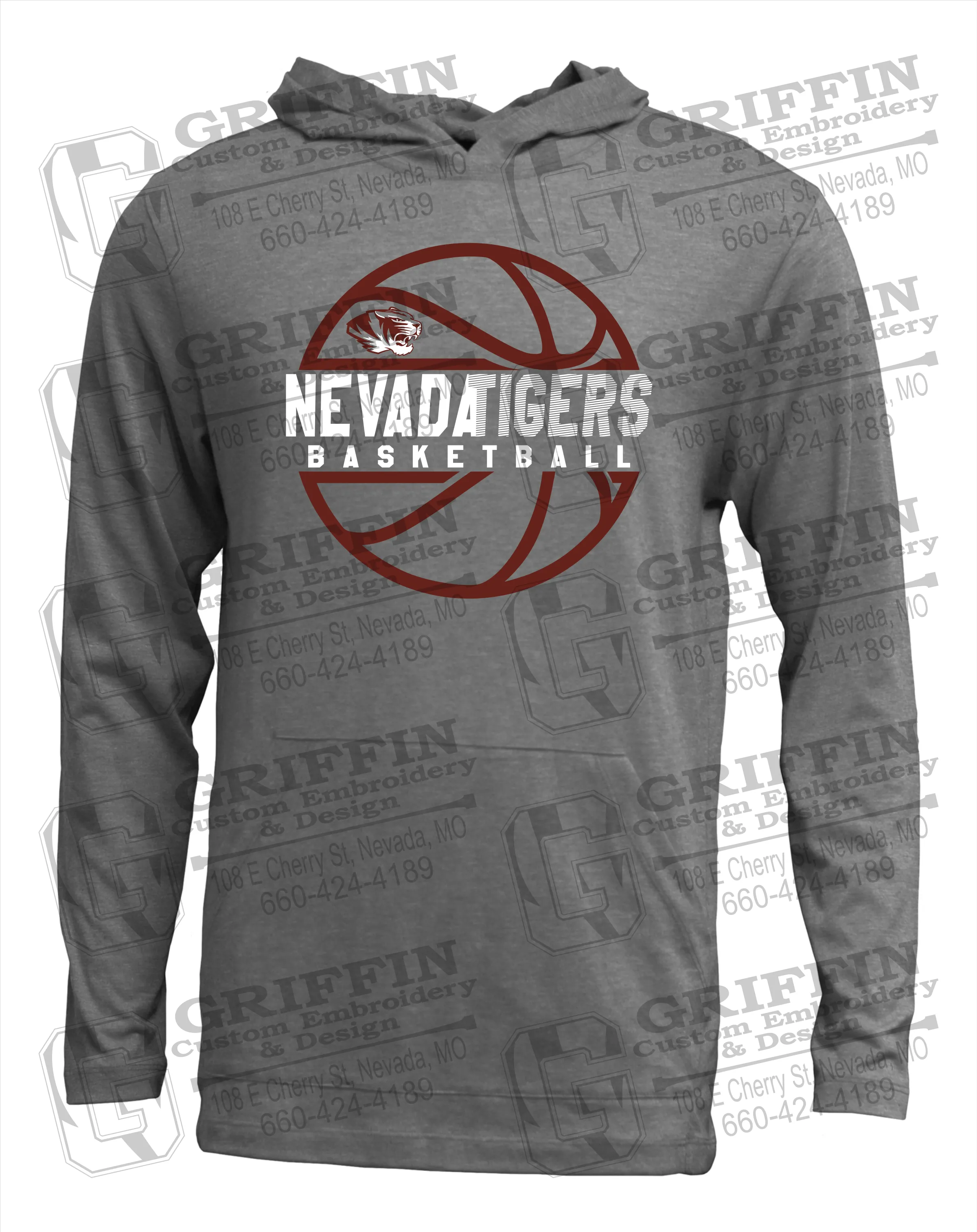 Soft-Tek T-Shirt Hoodie - Basketball - Nevada Tigers 19-V