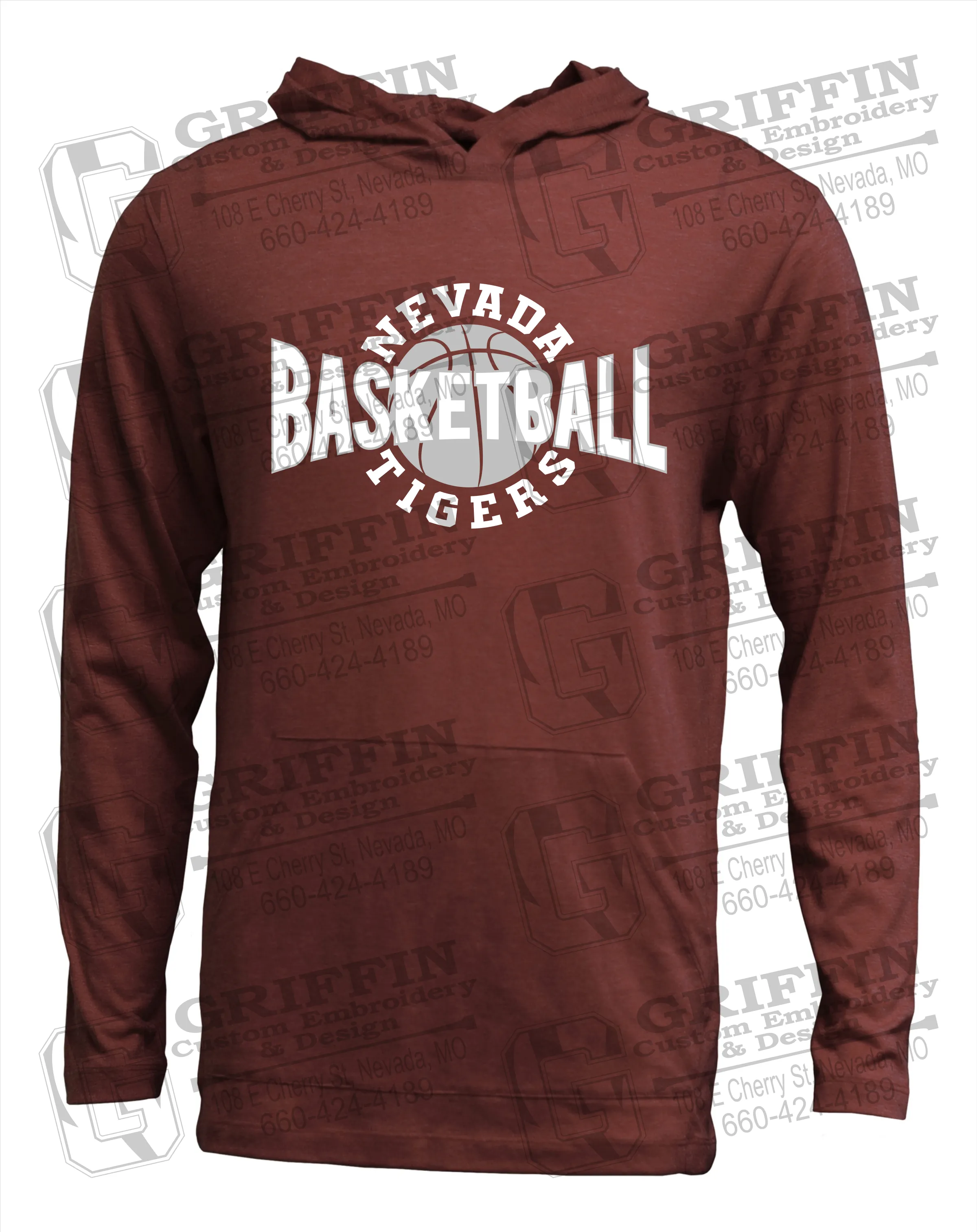 Soft-Tek T-Shirt Hoodie - Basketball - Nevada Tigers 24-M