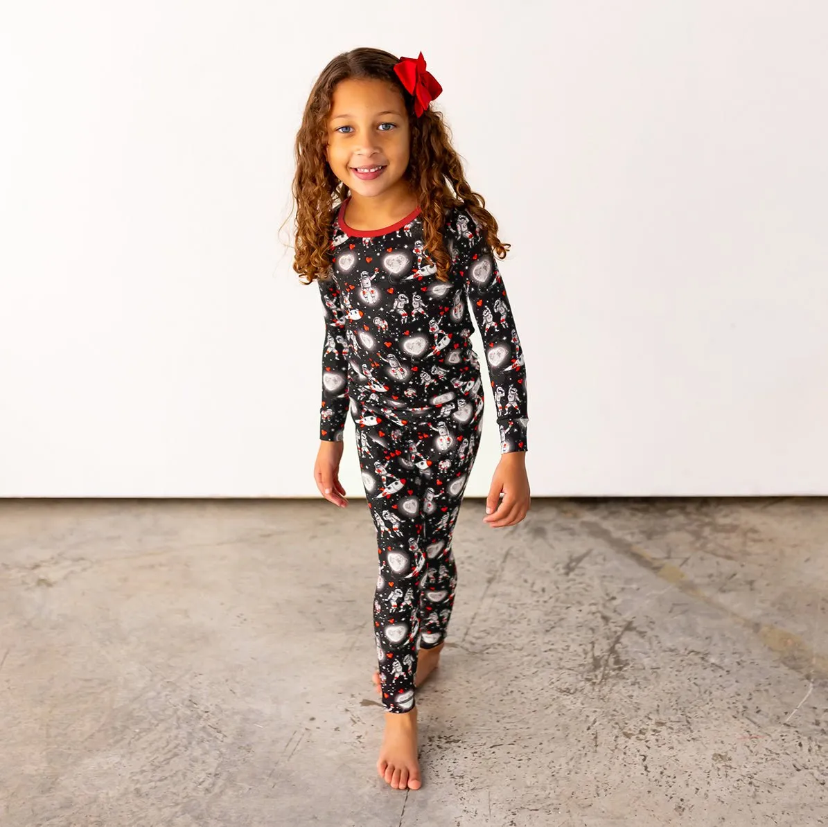 Space Hearts Long Sleeve Pajama Set (2T-12Y)
