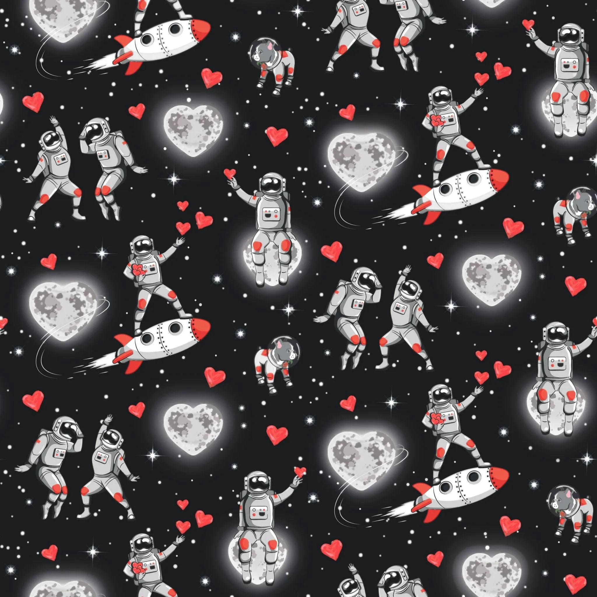 Space Hearts Long Sleeve Pajama Set (2T-12Y)