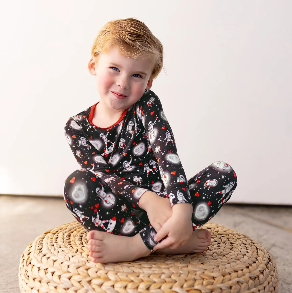 Space Hearts Long Sleeve Pajama Set (2T-12Y)