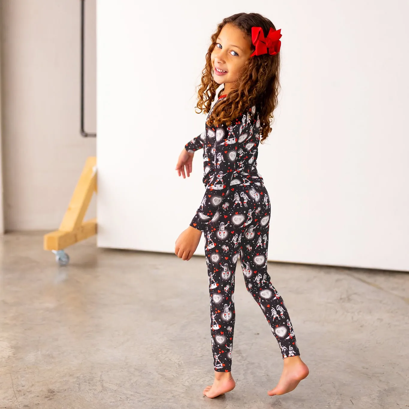 Space Hearts Long Sleeve Pajama Set (2T-12Y)