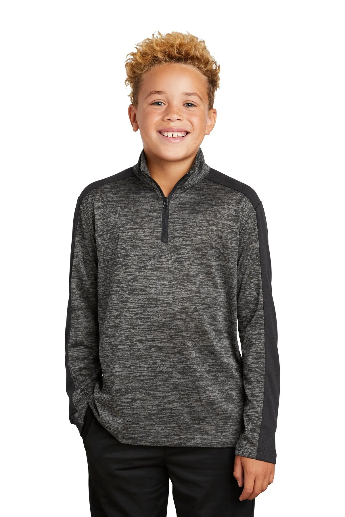 Sport-Tek Youth PosiCharge Electric Heather Colorblock 1/4-Zip Pullover. YST397