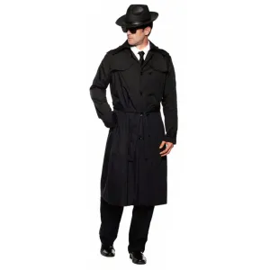 Spy Trench Coat Adult costume - Black O.S.